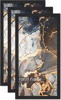 Engineered Wood 10x20 Picture Frame Set of 3 - Classic Black
