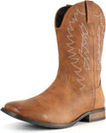 IUV Cowboy Boots For Men Wide Square Toe Western Boots - Classic Style