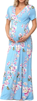 Xpenyo Maternity Maxi Dress Women Casual Wrap - Soft Stretchy Fit