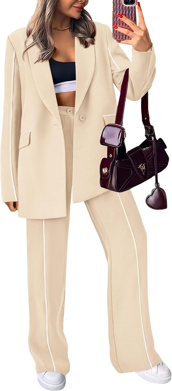 PRETTYGARDEN Women's Fall Spring Blazer and Pants Suit Set