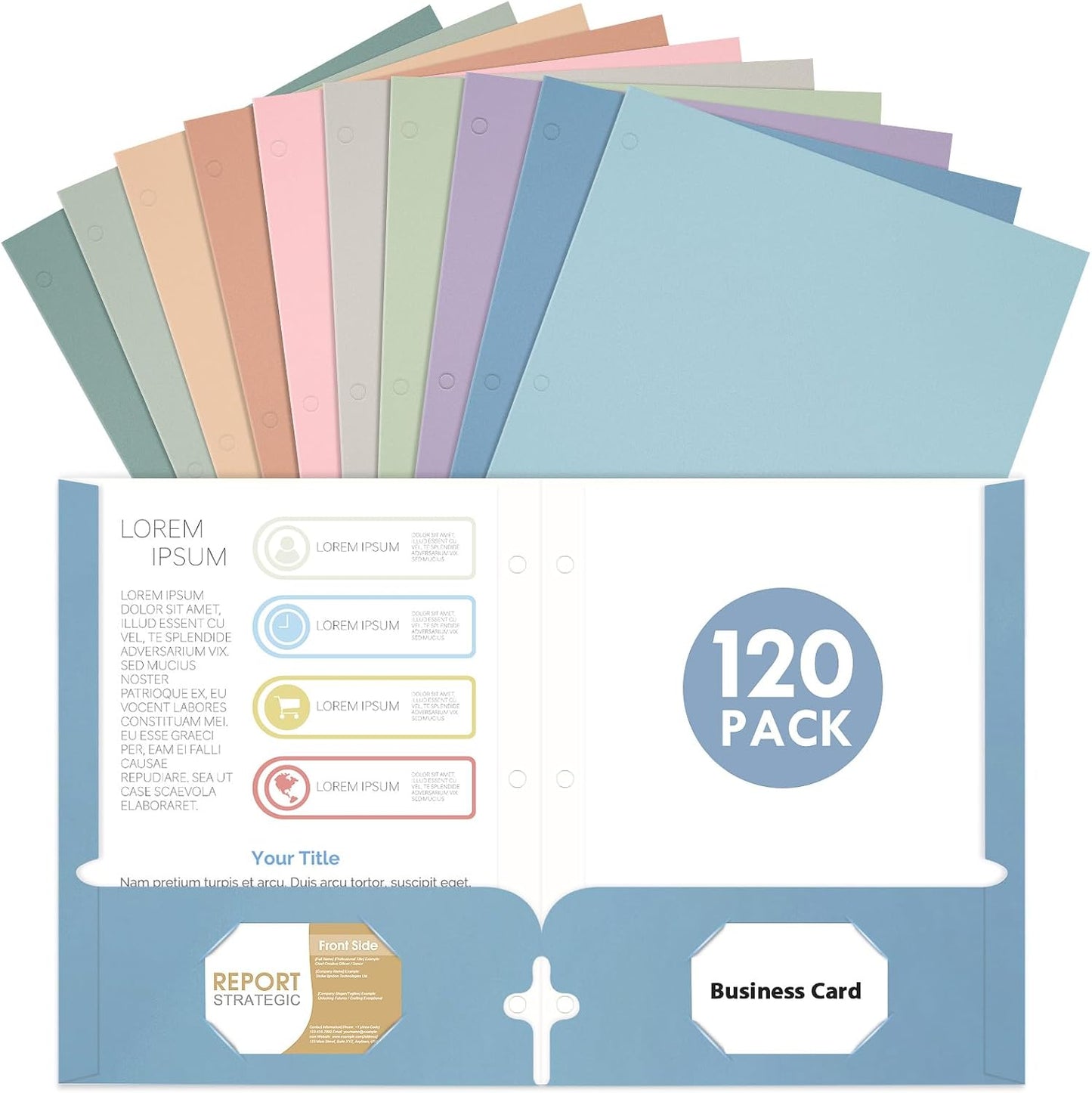 Pastel Folders with Pockets for School and Office Use