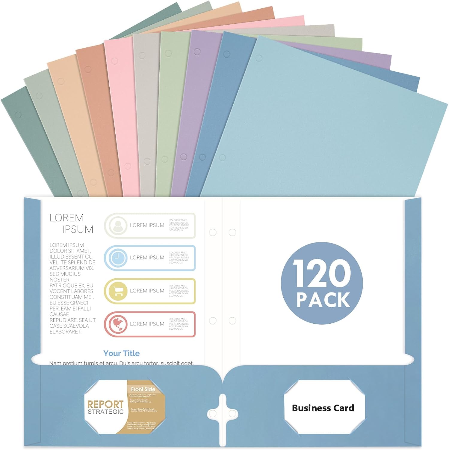 Pastel Folders with Pockets for School and Office Use