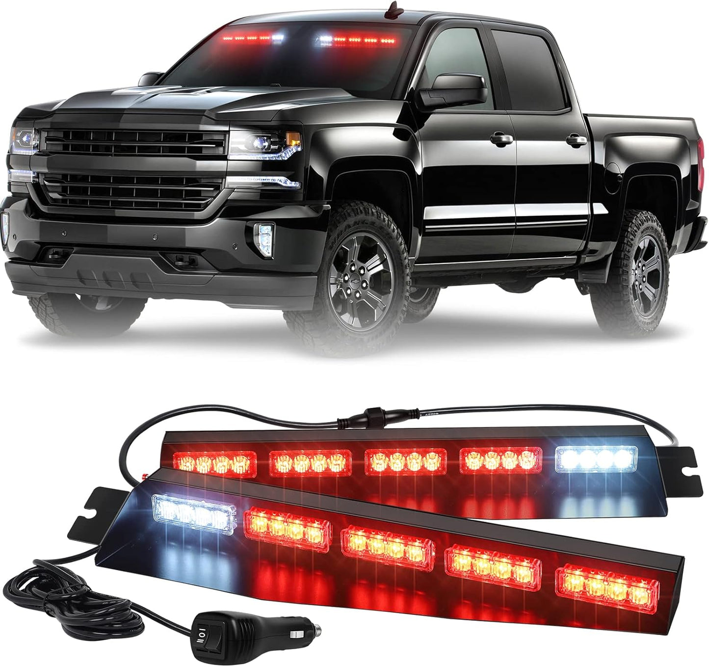 XRIDONSEN Red Emergency Visor Lights Bar for Safety Vehicles