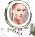 9ft Wall Mounted Lighted Makeup Mirror - Rechargeable 1X/10X Dual