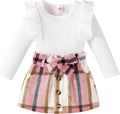 Toddler Girl 4T Ruffle Ribbed Top and Khaki Corduroy Skirt Set