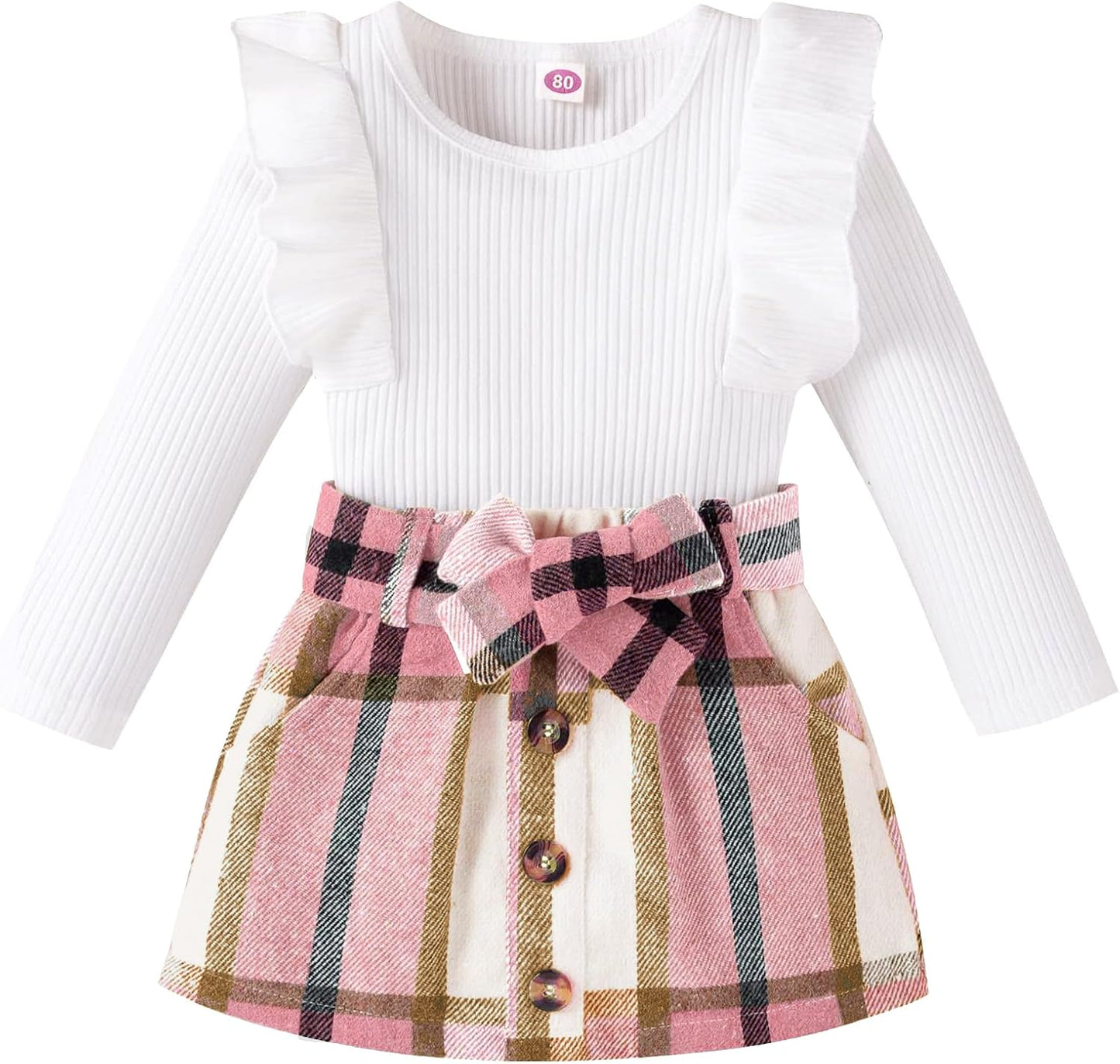 Toddler Baby Girl Fall Winter Clothes Ruffle Shirt Skirt Set