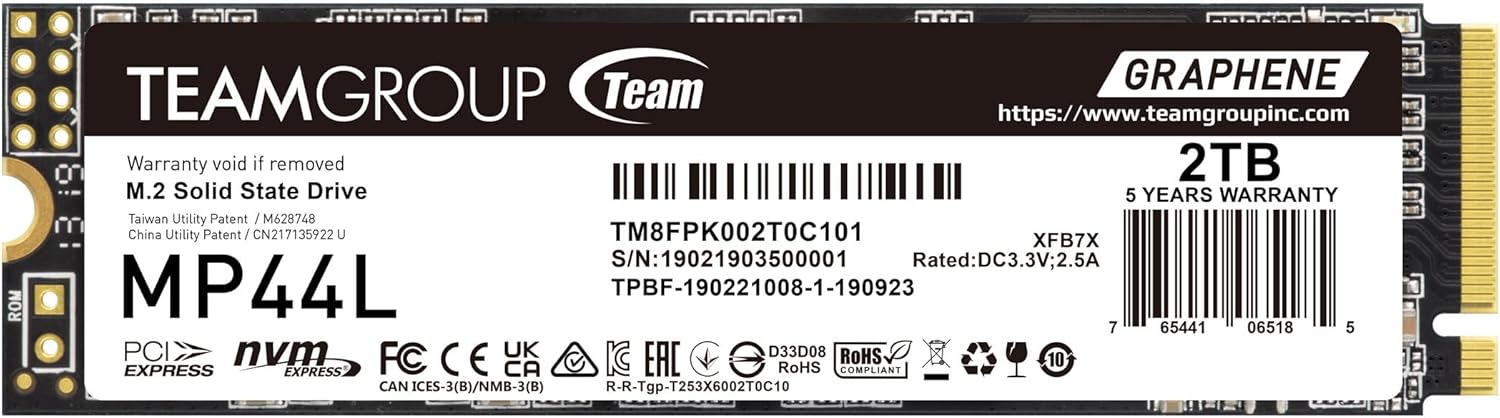 TEAMGROUP MP44L 2TB NVMe SSD with SLC Cache for High Speed