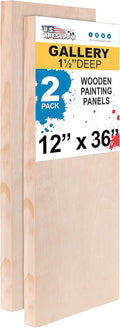 12 in x 36 in Birch Wood Paint Pouring Panels 1-1/2 in Gallery Depth