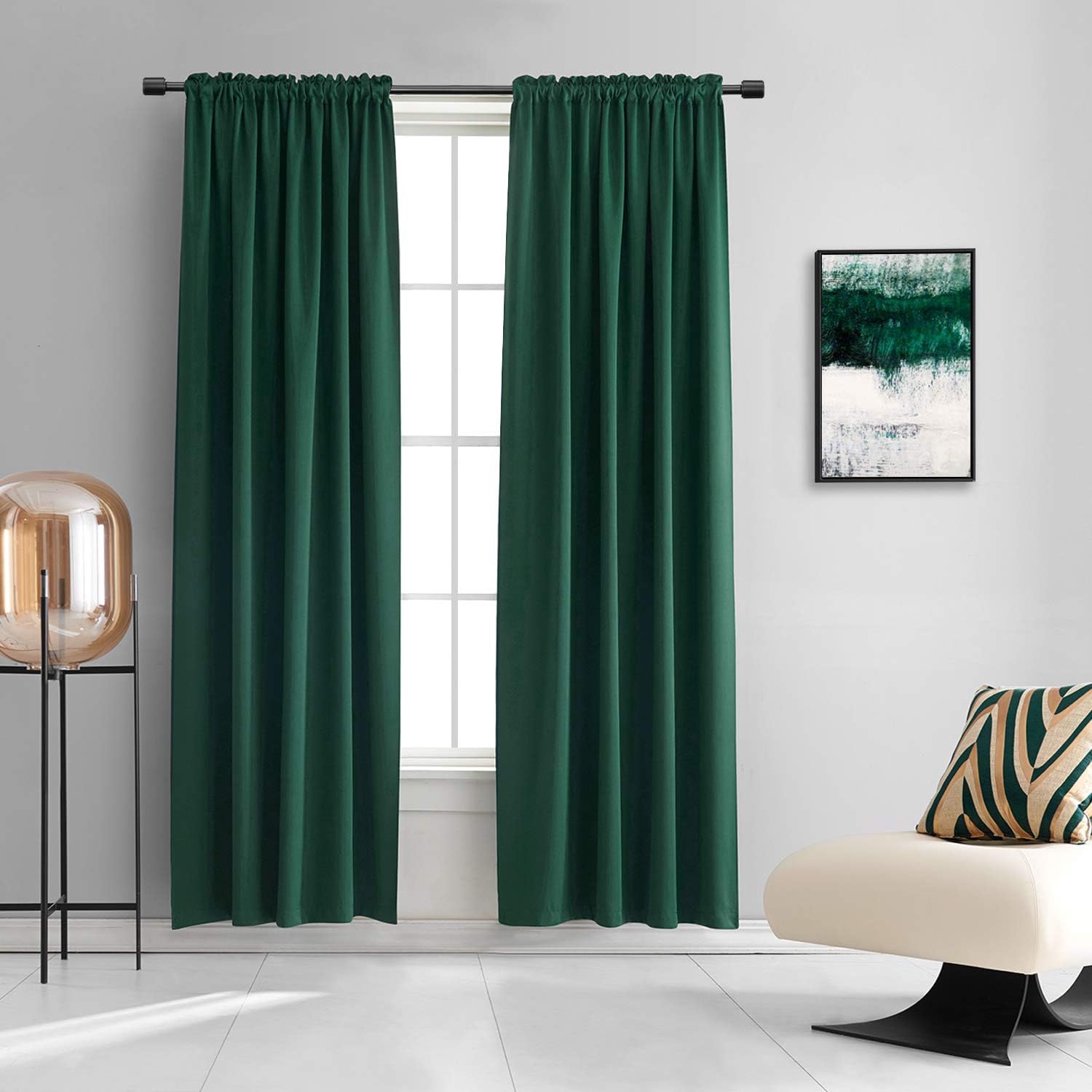 DONREN Hunter Green Blackout Thermal Insulating Window Curtains