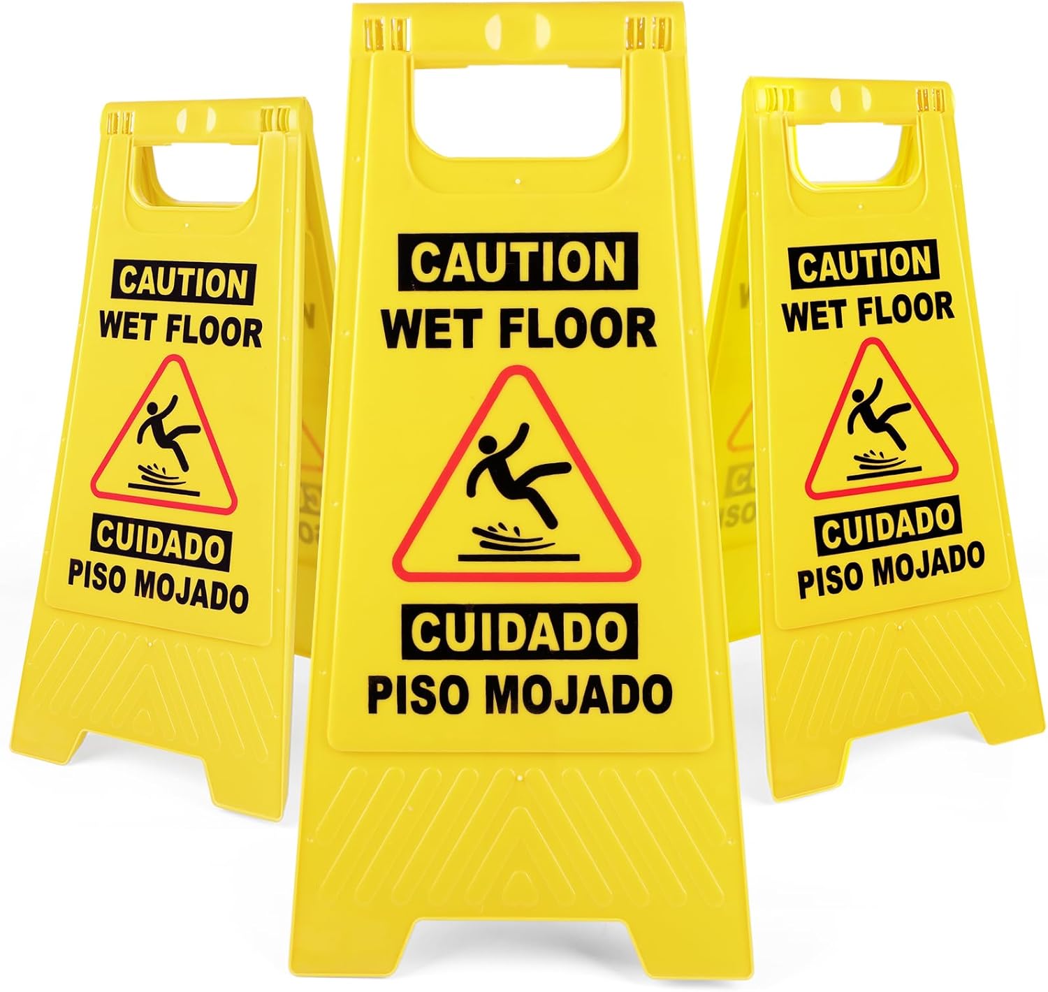 Caution Wet Floor Sign 24 Inches Double-Sided Bilingual Safety