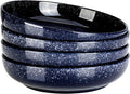 Large Serving Bowls Set of 4 - 10in Navy Blue Ceramic Pasta & Salad