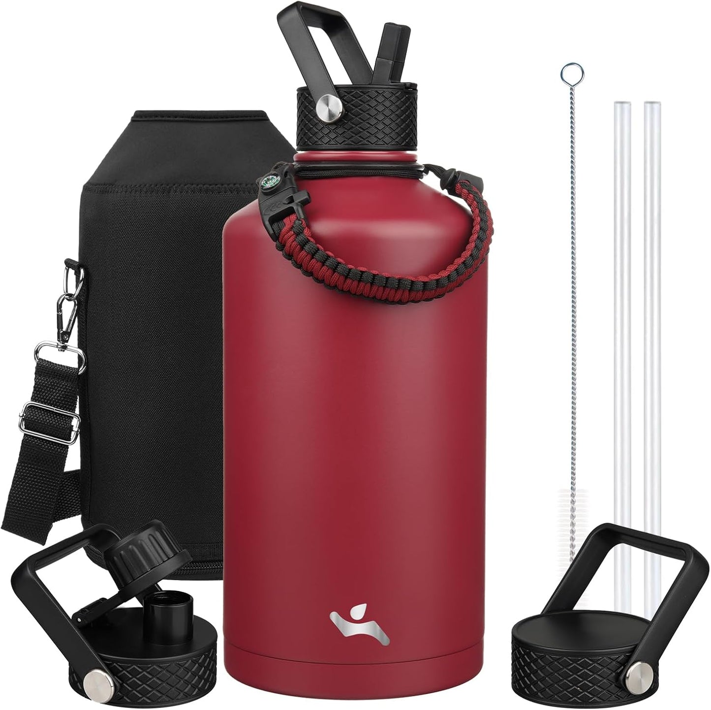 Gallon Insulated Water Bottle with Straw - 128 oz Capacity