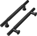 Stylish 6 Inch Knurled Matte Black Drawer Handles for Cabinets