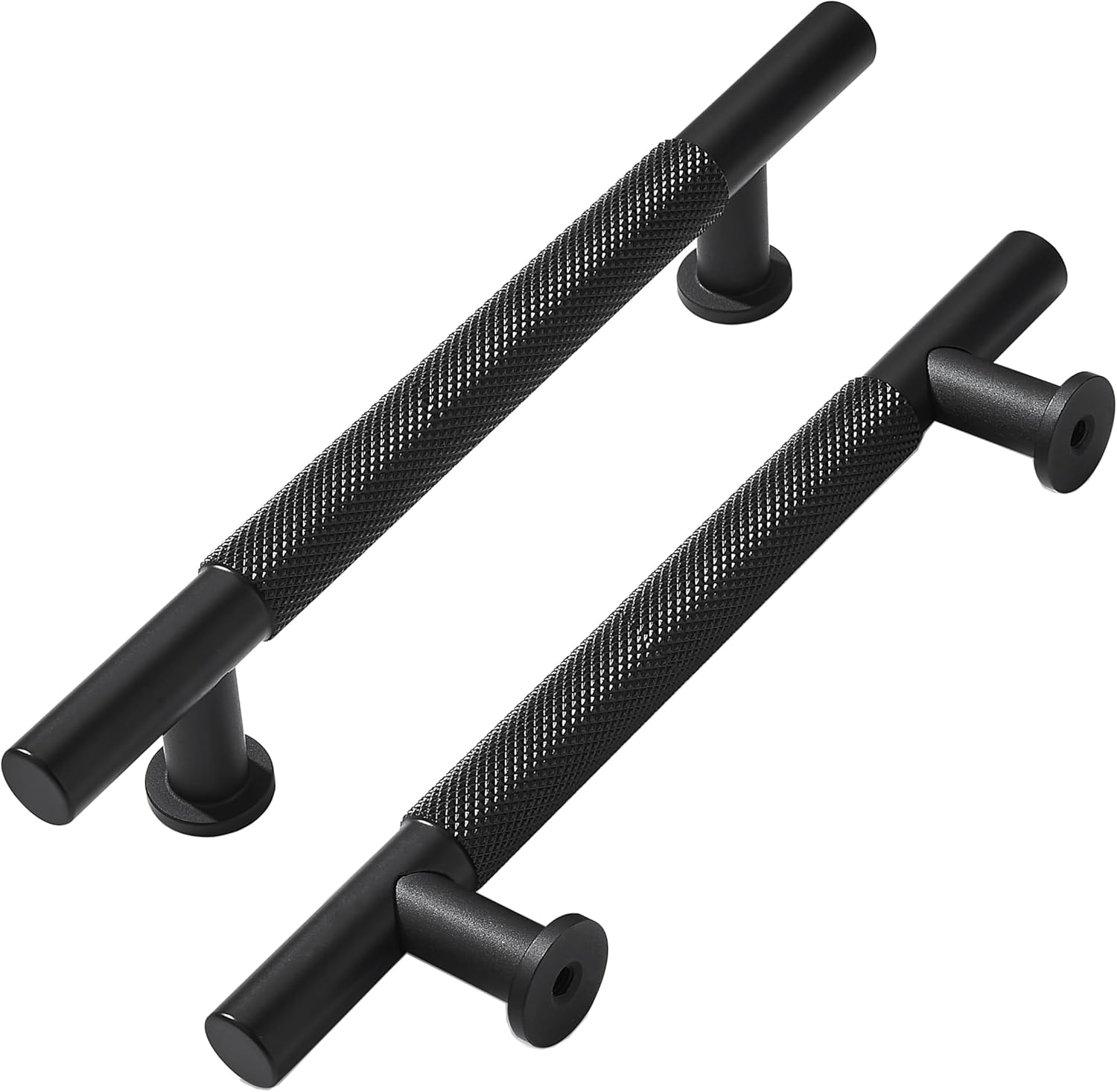 Stylish 6 Inch Knurled Matte Black Drawer Handles for Cabinets