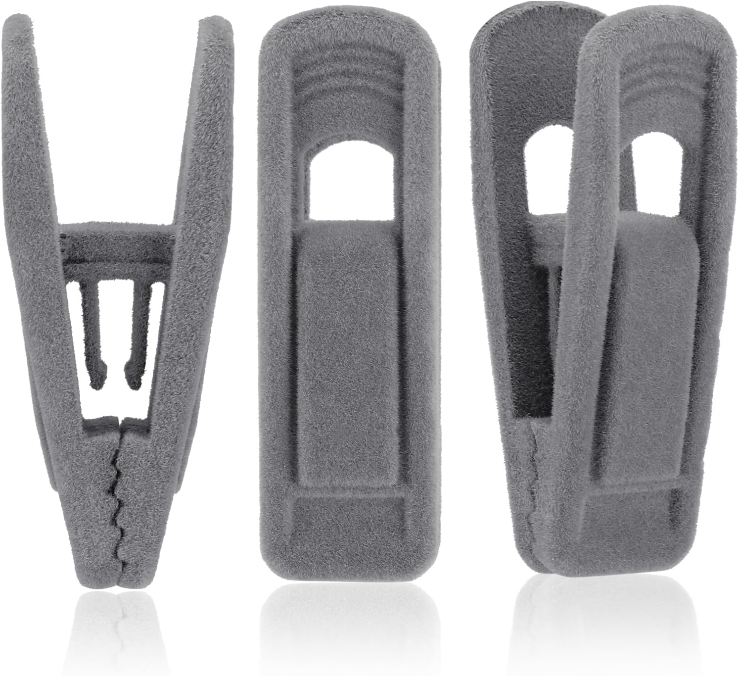 Tinfol Gray Velvet Hanger Clips for Pants and Accessories Storage