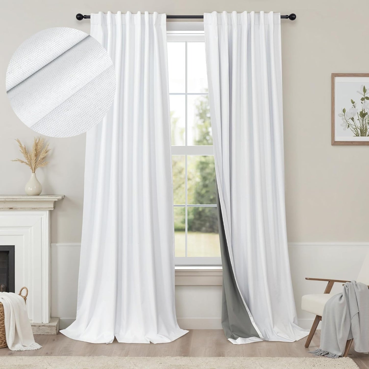 Room Divider Curtains 12ft Extra Long Blackout for High Ceilings