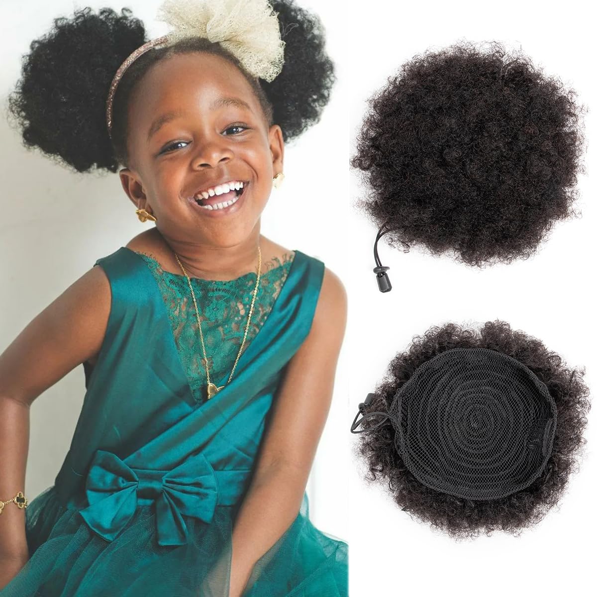 Kids Ponytail Afro Puff Buns for Natural Black Hair Styles