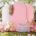 White Pink Arch Backdrop Cover Set of 3 - Stretchy Baby Pink and White