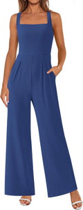 Summer Sleeveless Jumpsuit Wide Leg Square Neck - Dressy Knit