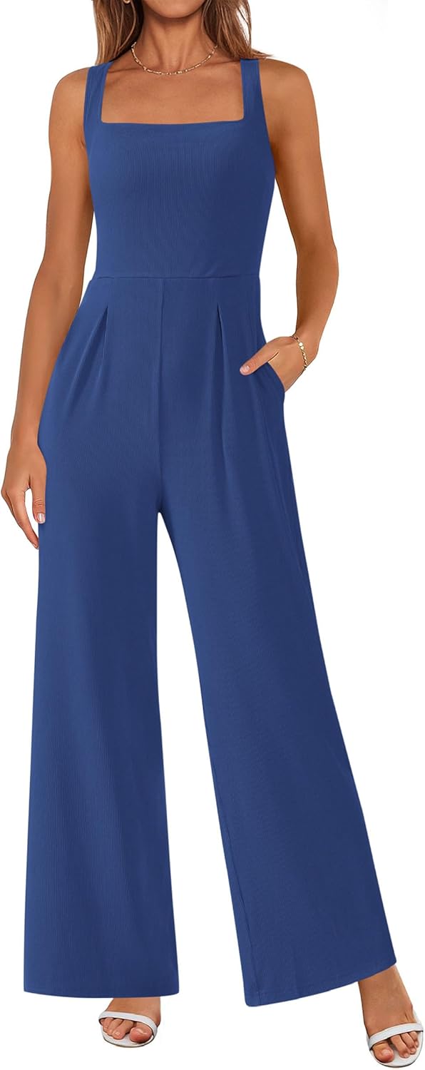 PRETTYGARDEN Summer Sleeveless Jumpsuits for Women Dressy Style