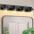 Bathroom Vanity Light Fixture 4-Light 27.5 in Matte Black - Stable