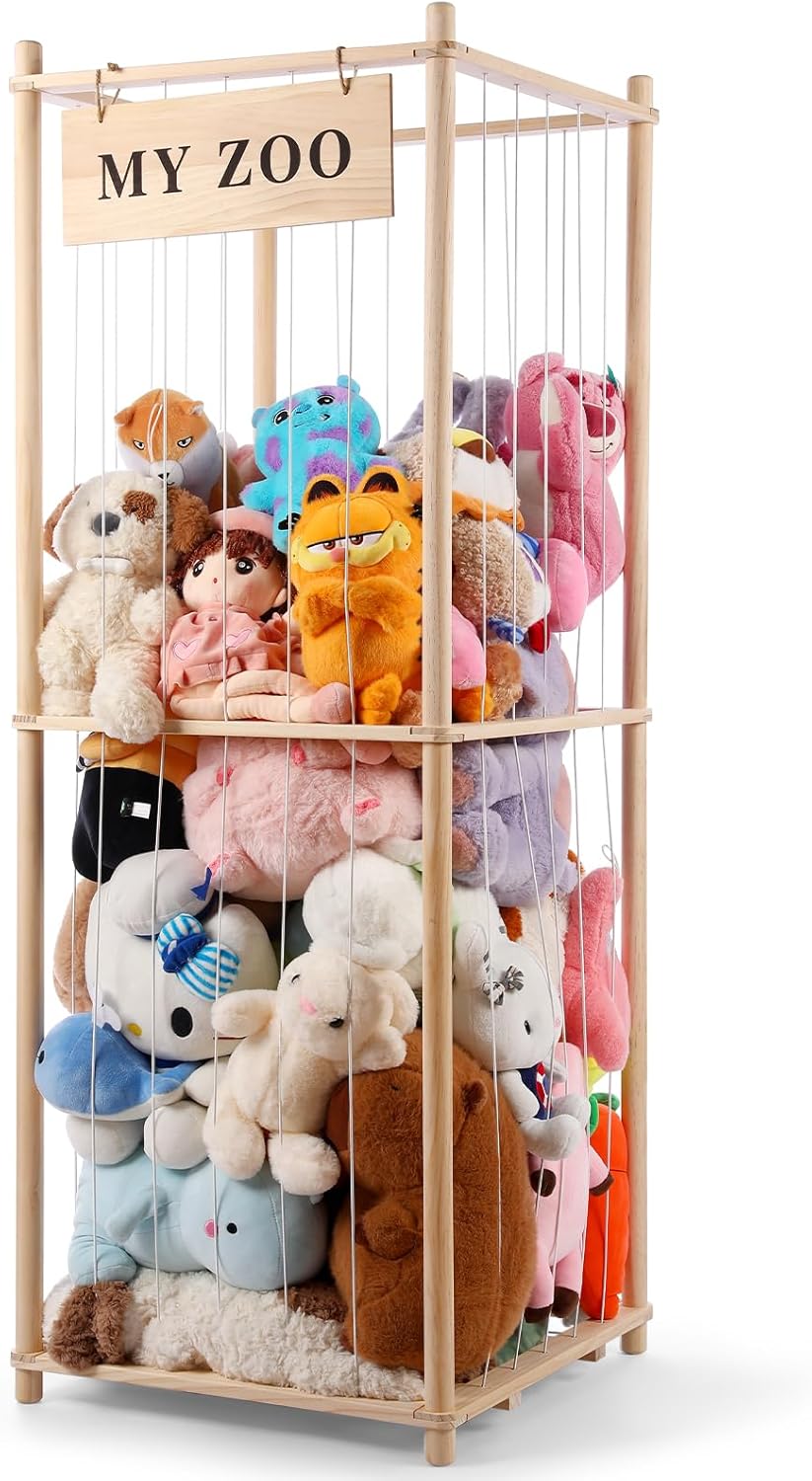 Stuffed Animal Storage Zoo - Wooden Organizer for Plush Toys