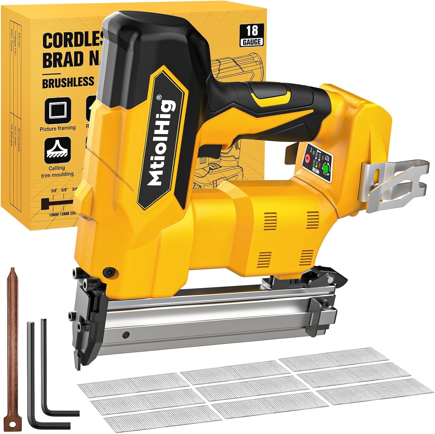 Cordless 18GA Brad Nailer for Wood Carpentry and Home Projects