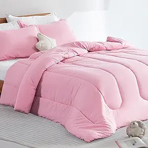 SLEEP ZONE Kids Pink Bedding Twin Comforter Set for Girls