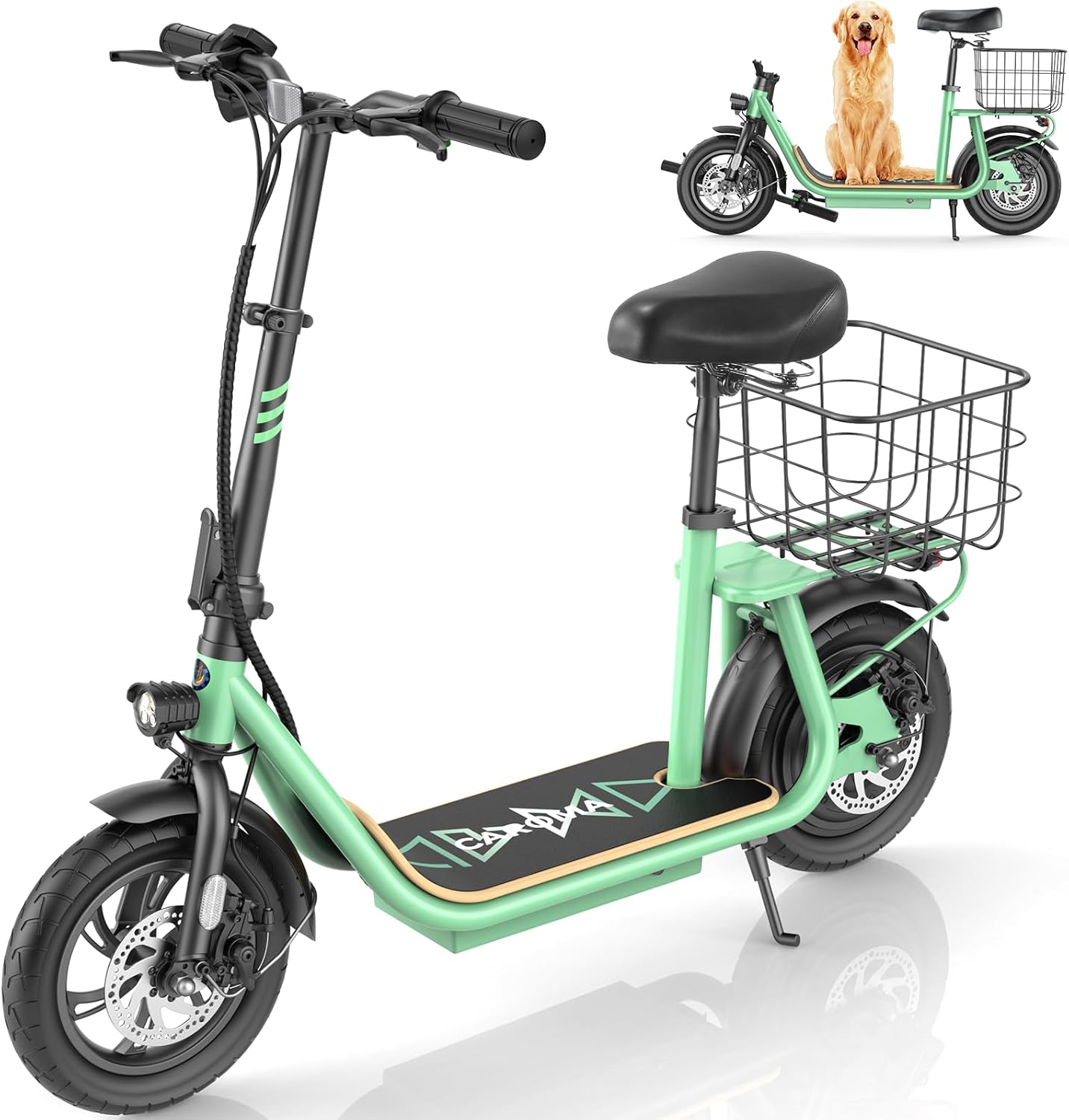 Caroma Electric Scooter with Seat: 30 Miles Range & 20MPH Speed