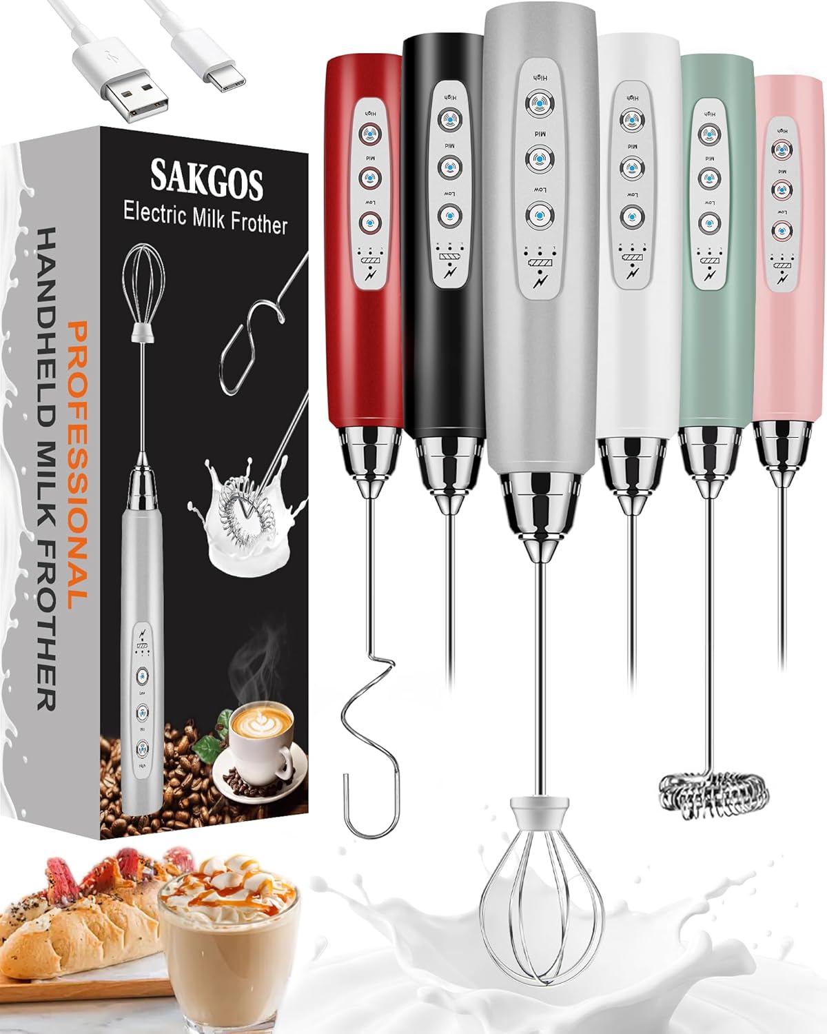 3-Speed Rechargeable Milk Frother - Perfect Foam Fast