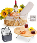Picnic Basket for 2 with Cooler Bag and Blanket for Outdoor Fun