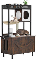 Cat Litter Box Enclosure with Shelves and Charging Station - Hidden
