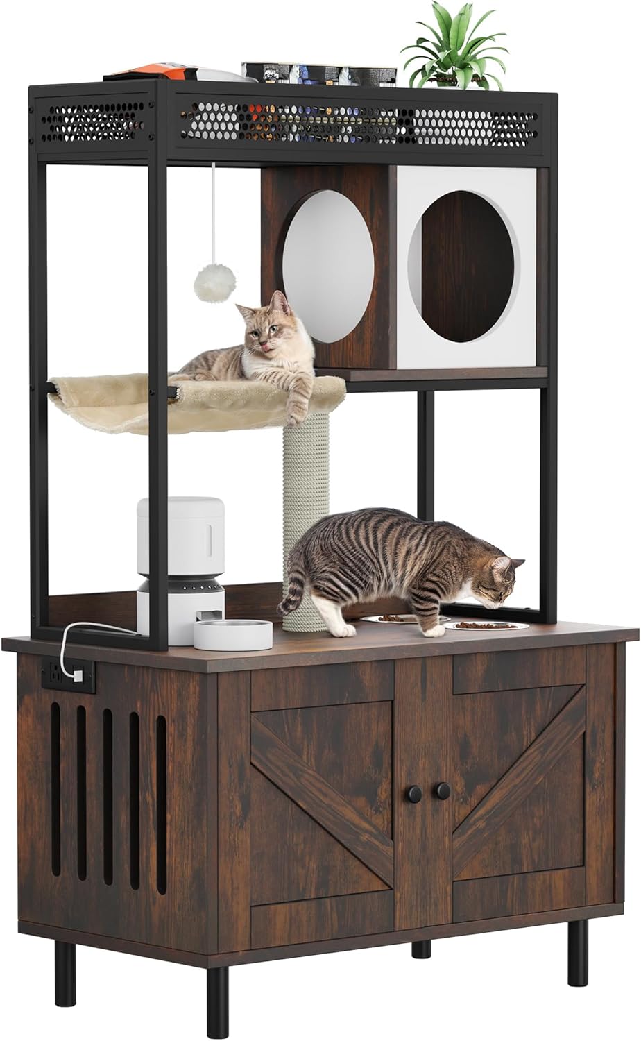 YITAHOME Cat Litter Box Enclosure with Charging Station and Shelves