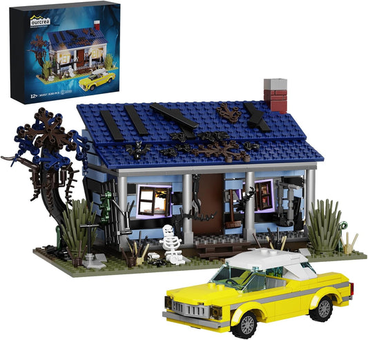 Evil House Building Set with Movable Car for Halloween Fun
