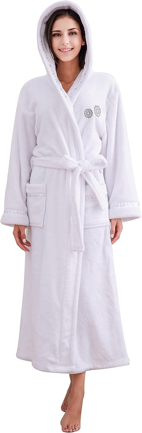 Richie House Women's Plush Soft Warm Fleece Bathrobe Robe RH1591