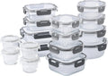 Borosilicate Glass Food Container Set 32-Pc Fluted Ombre Grey - Meal