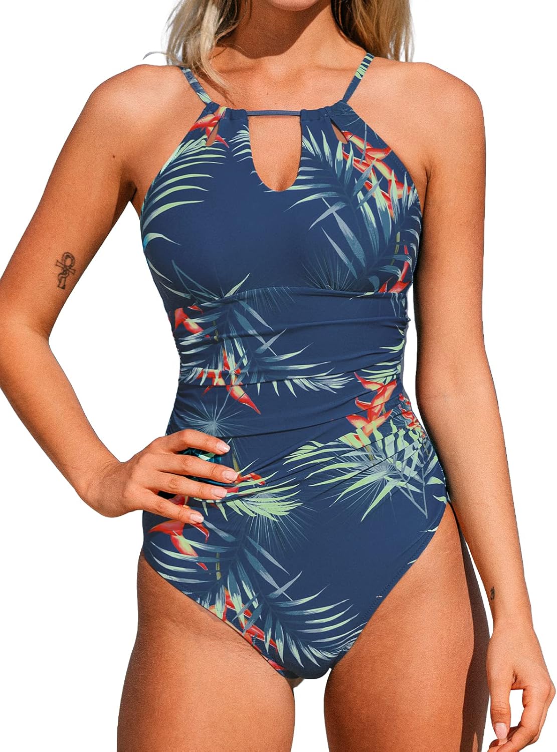 CUPSHE Women's One Piece Swimsuit High Neck Tummy Control Design