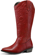 Women's Wide Calf Cowboy Boots Mid Calf Pointed Toe - Comfortable