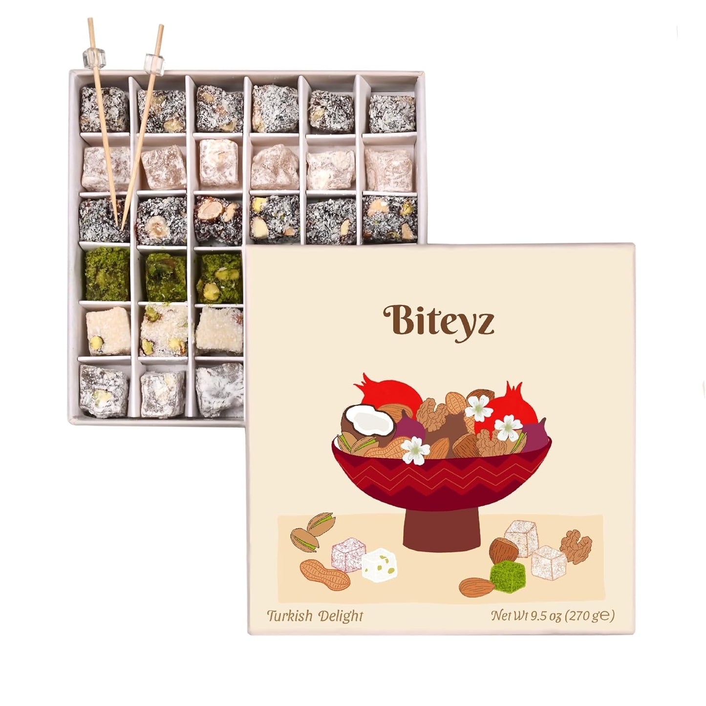 Biteyz Nutty Turkish Delight - Vegan Candy Gift Box of Treats
