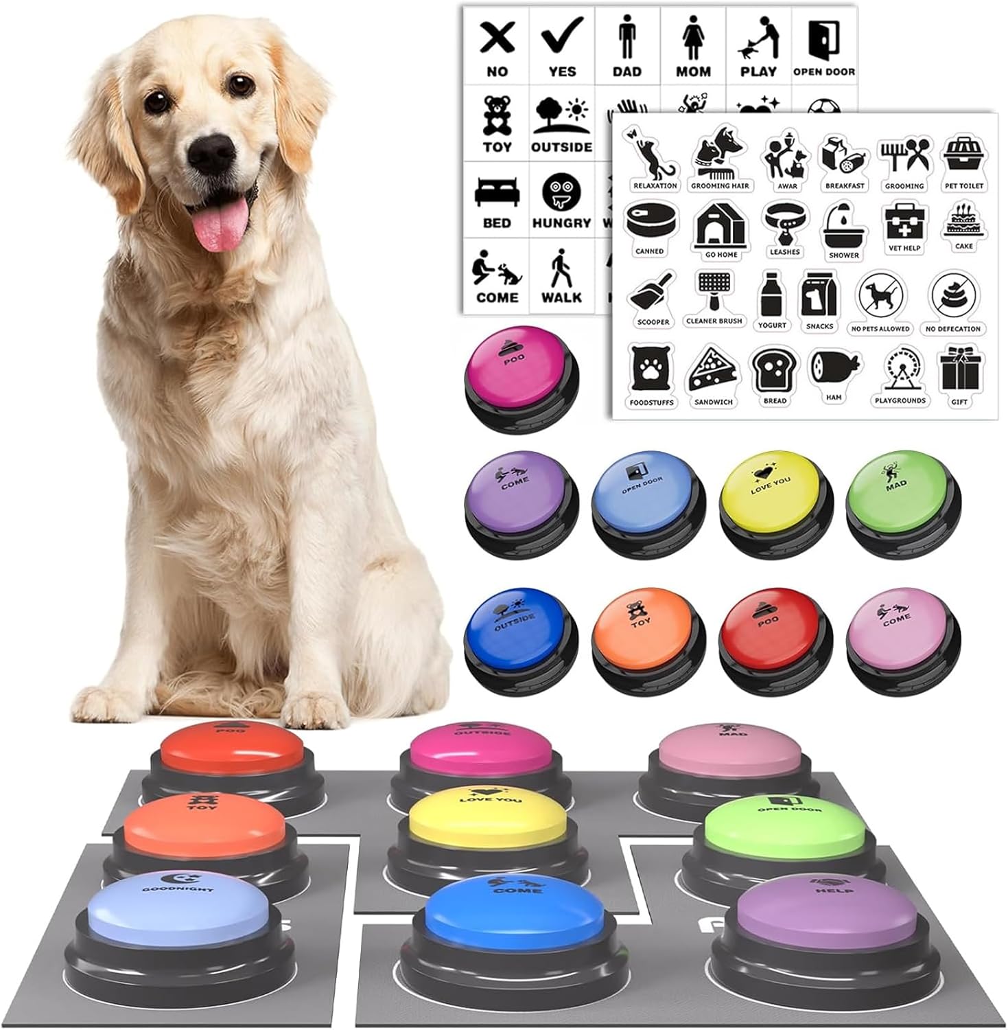Dog Buttons for Communication - 9 Pcs Talking Button Set