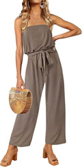 Off Shoulder Strapless Belted Wide Leg Jumpsuit - Elegant Everyday
