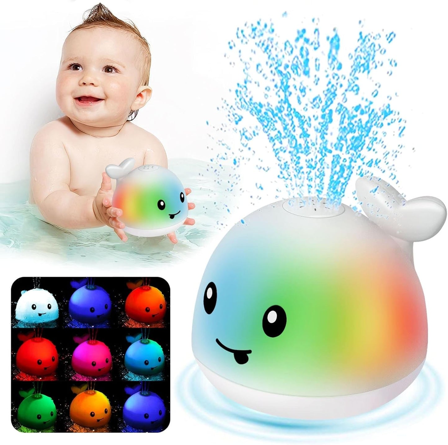 Light-Up Spraying Whale Bath Toy for Toddlers - Fun Fountain Action!
