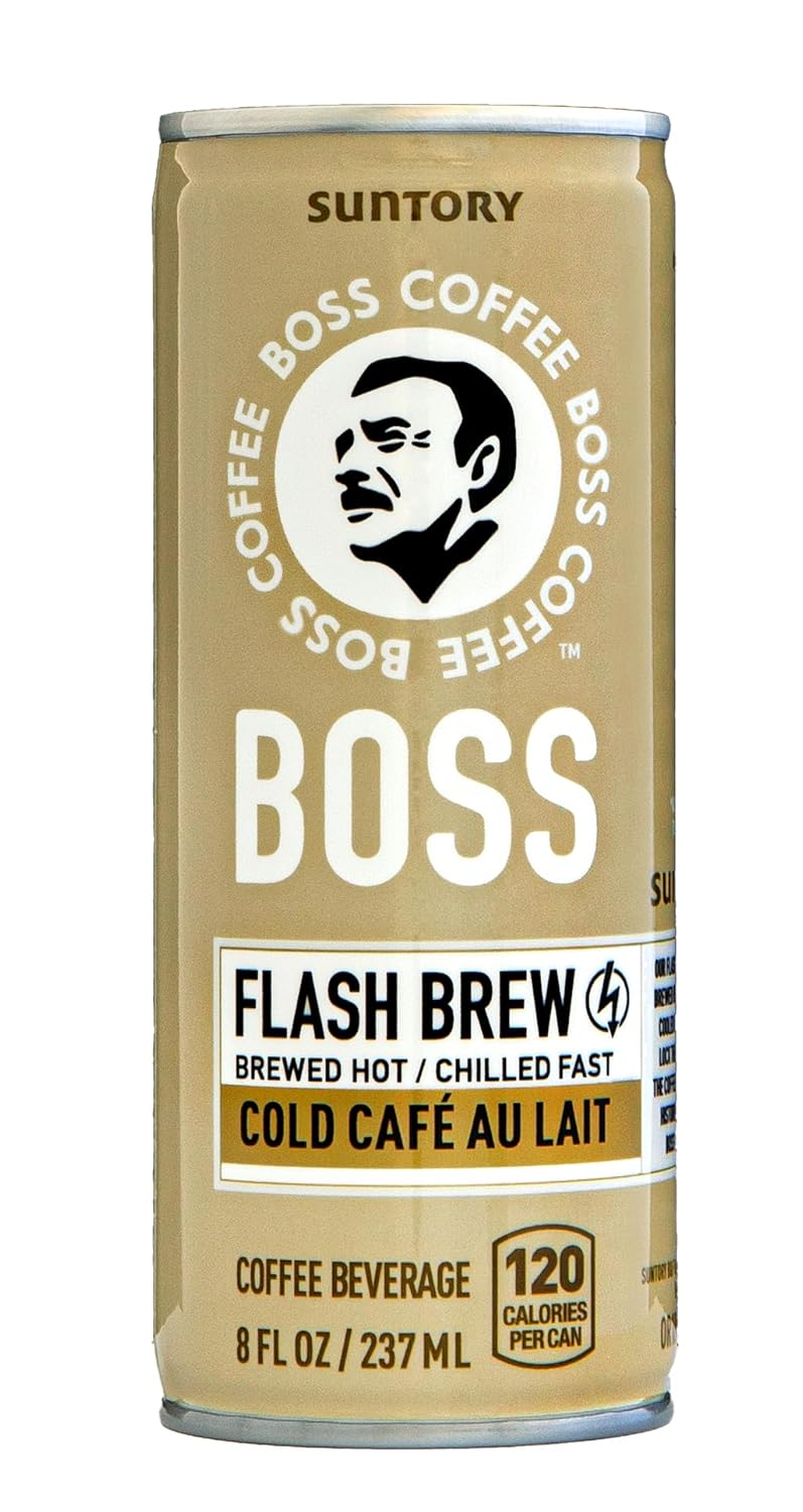 BOSS Coffee - Japanese Flash Brew Coffee with Milk, 8oz Pack