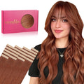 Tape in Hair Extensions Human Hair 20pcs 14in Dark Auburn Copper