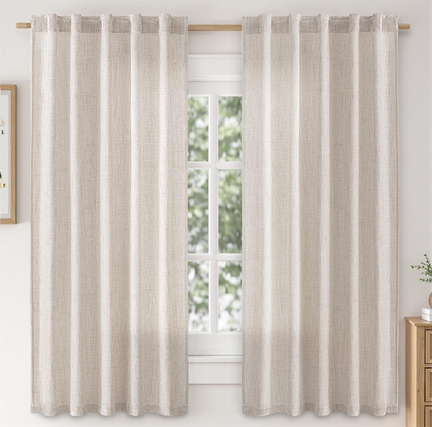 MIULEE Faux Linen Curtains 54 Inch Length for Elegant Decor