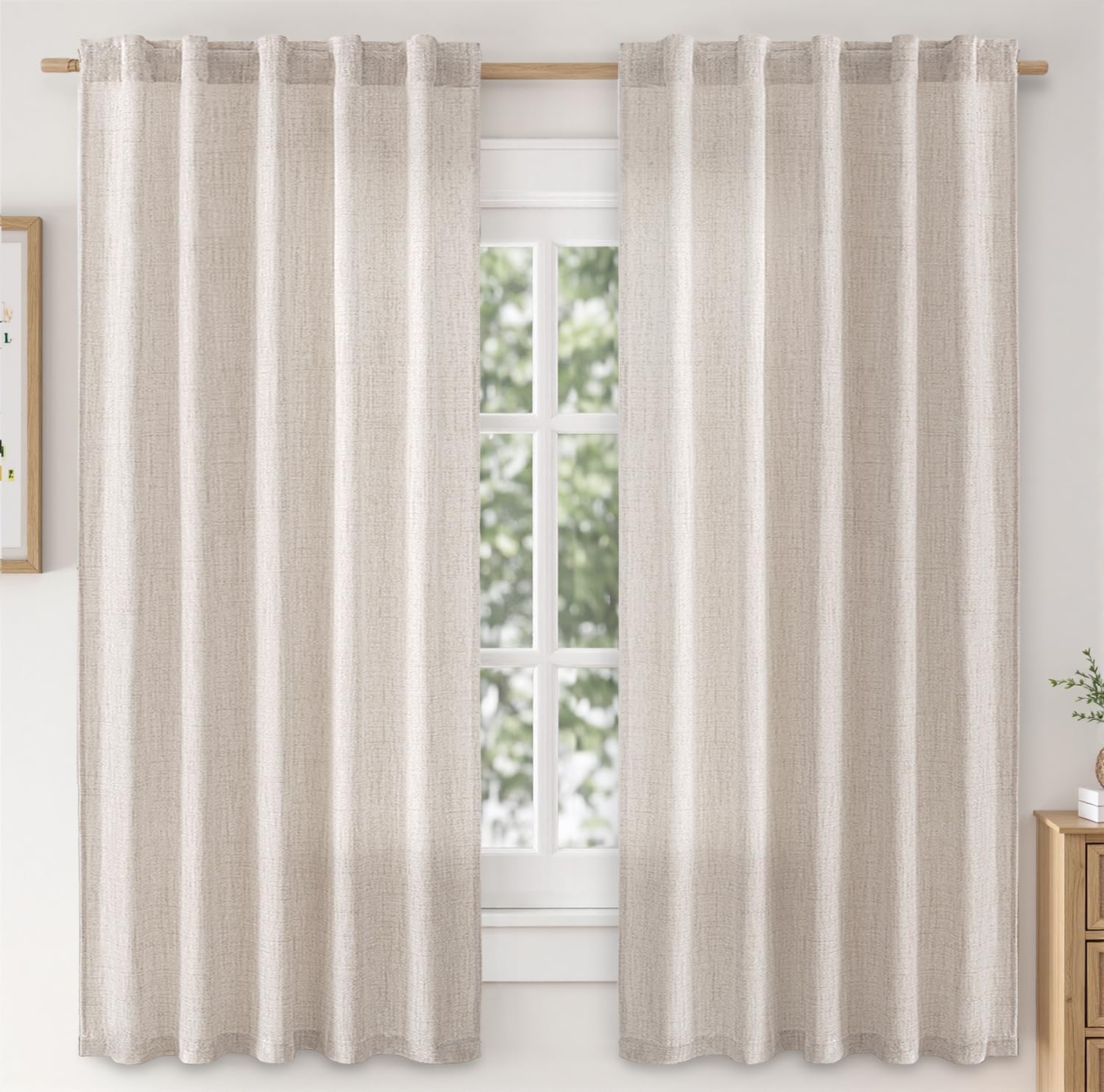 MIULEE Faux Linen Curtains 54 Inch Length for Elegant Decor