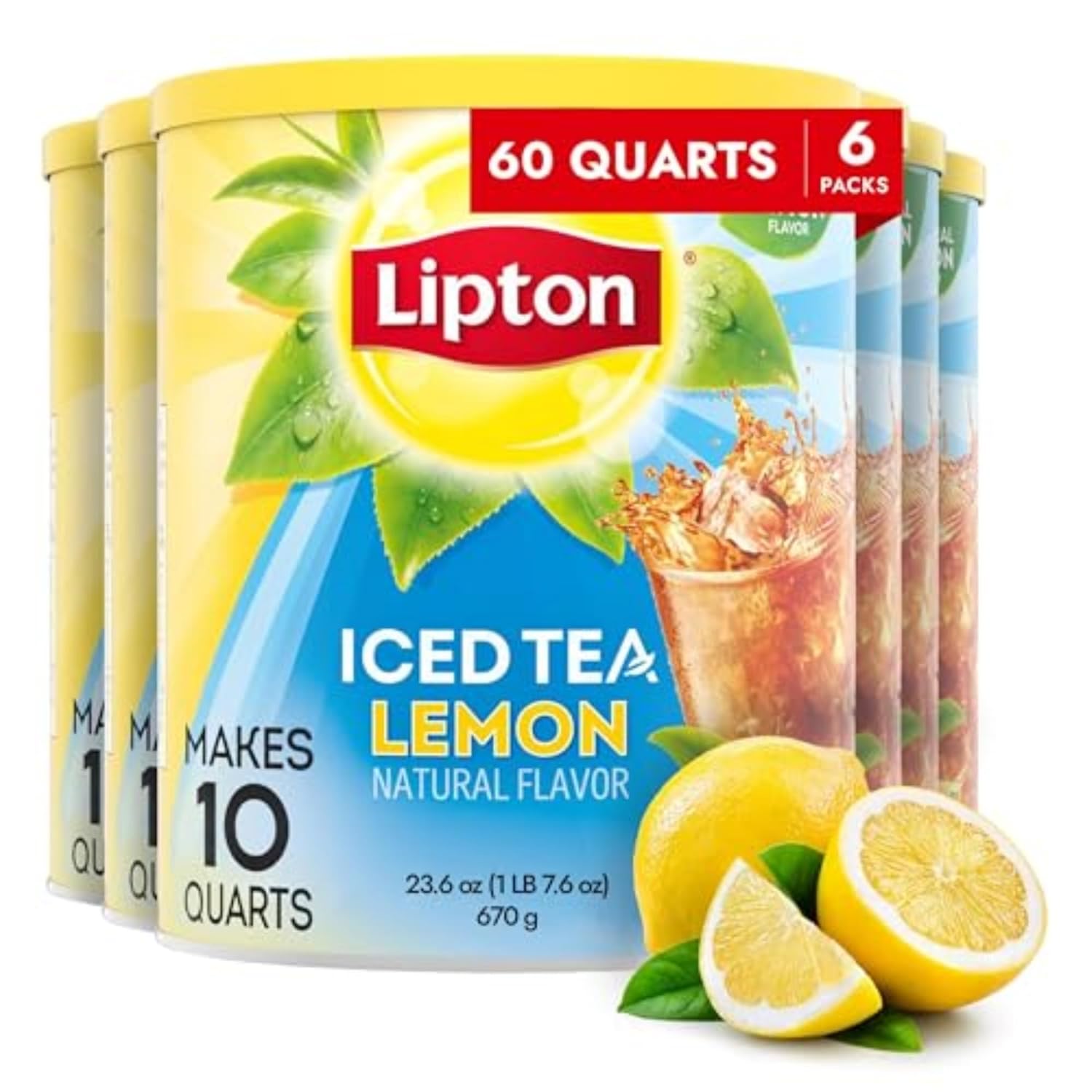 Lipton Iced Tea Mix Lemon Makes 10 Quarts for Refreshing Taste