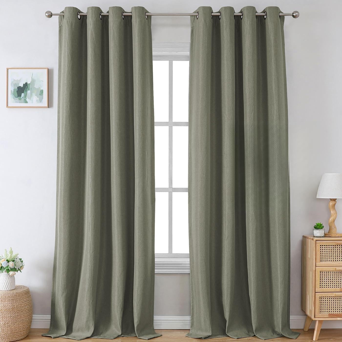 H.VERSAILTEX Linen Blackout Curtains for Bedroom and Living Room