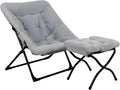 Comfy Saucer Chair for Adults with Ottoman - Grey Accent Chair