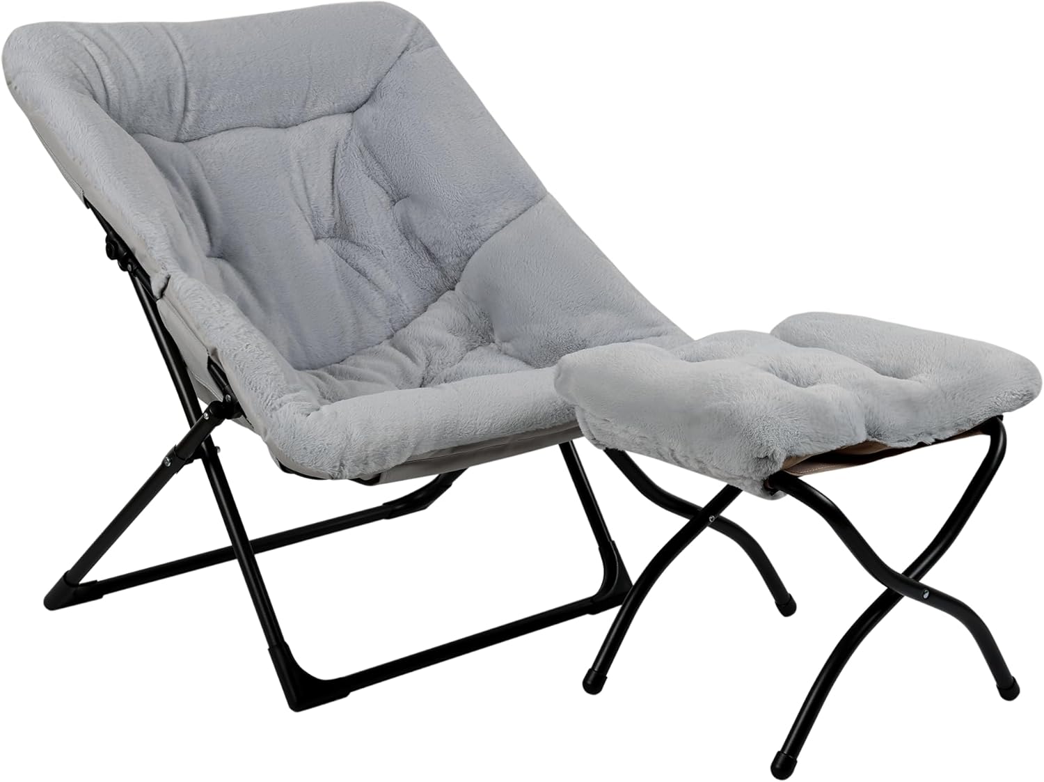 Comfy Saucer Chair for Adults with Ottoman - Grey Accent Chair